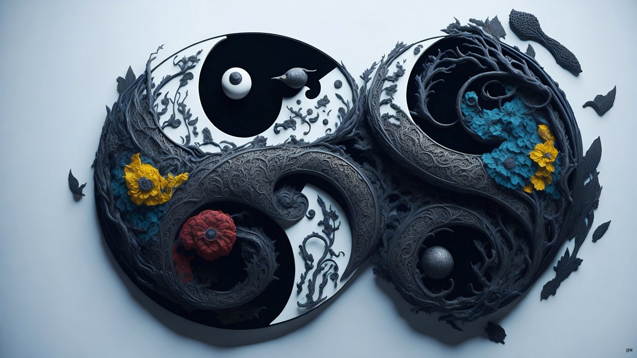 enkaustisk Feng Shui-koncept av YIN OCH YANG _04 av Josef Johann Michel