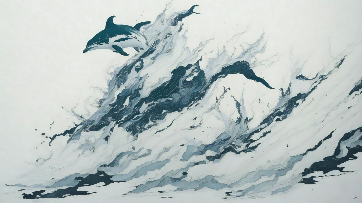 bläckmålning: Dolphin_01 av Josef Johann Michel