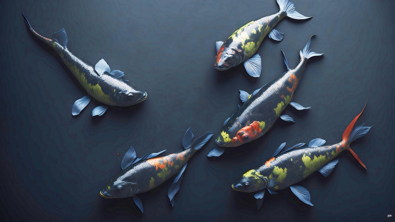 bläckmålning: Koi-Karpfish_rainbow_02 av Josef Johann Michel