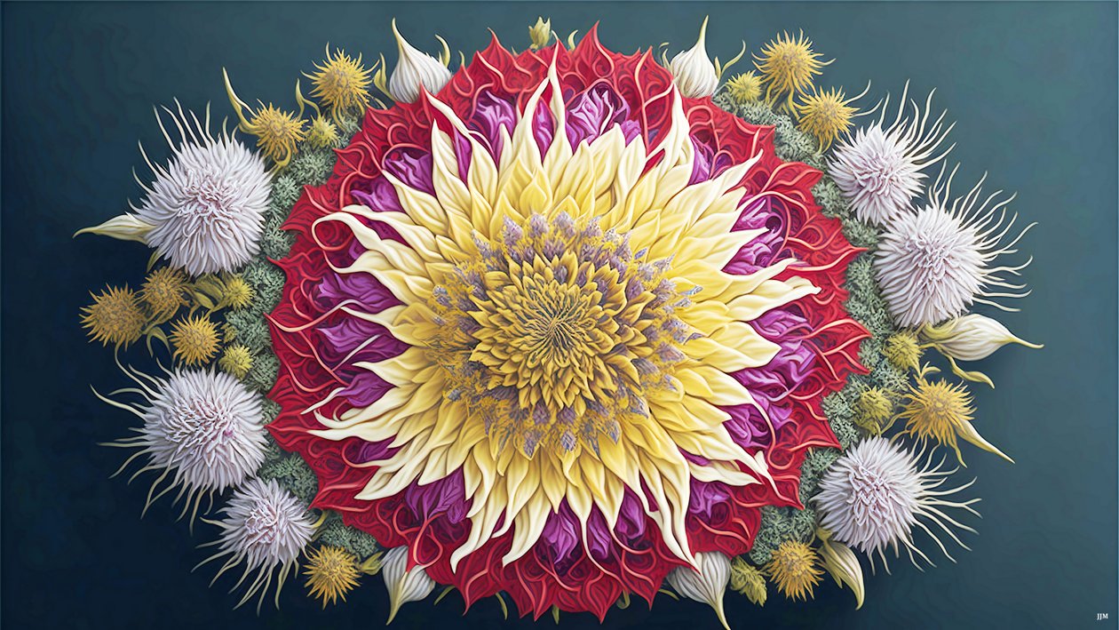 mandala: Tistel med blomelement_01 av Josef Johann Michel