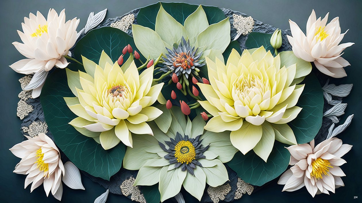 mandala: näckrosor elements_02 av Josef Johann Michel