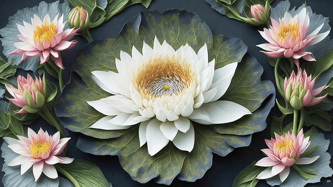 mandala: näckrosor elements_03 av Josef Johann Michel