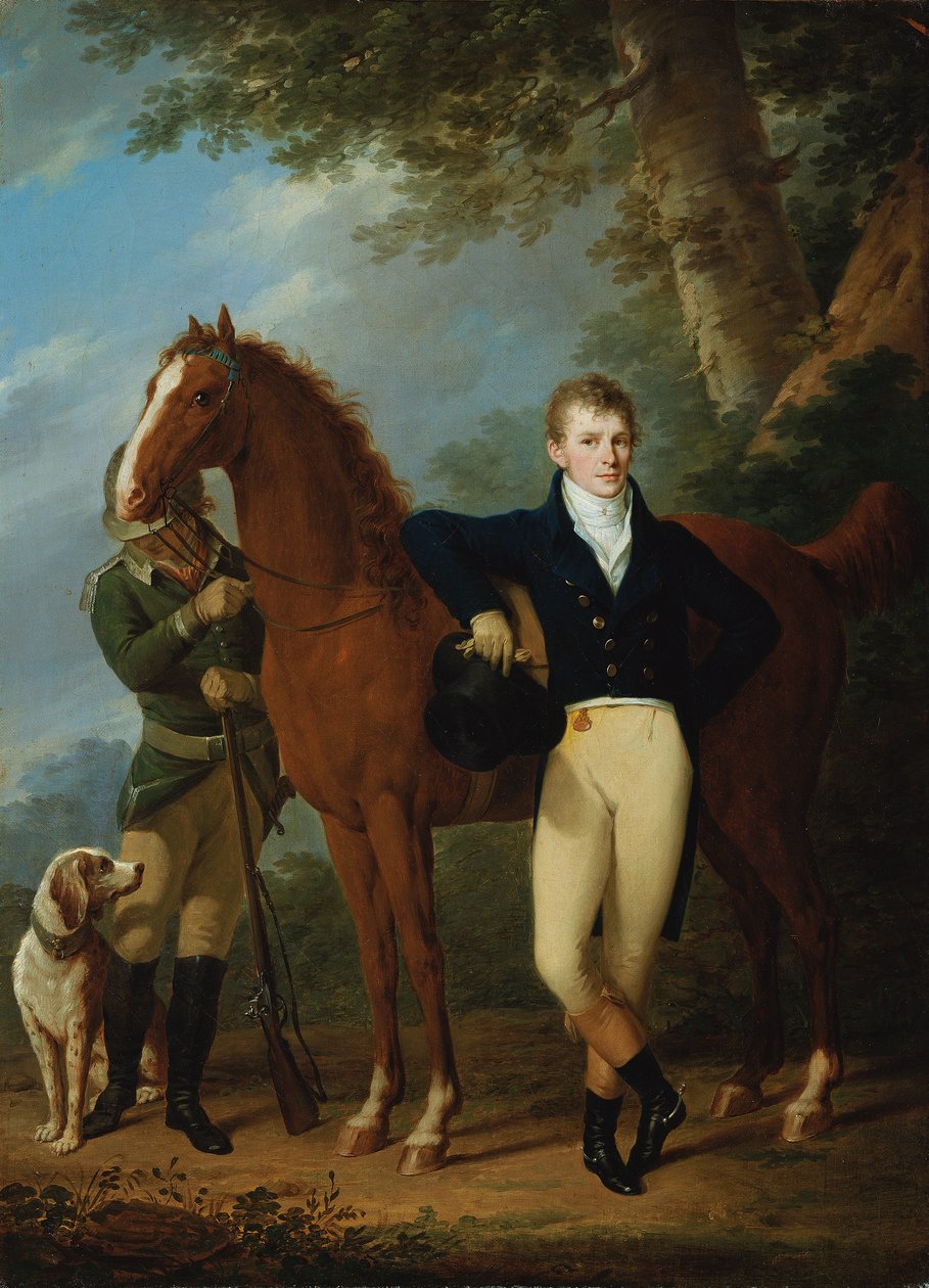 Klockstiftaren Johann Caspar Hofbauer med häst och jägare av Josef Kreutzinger
