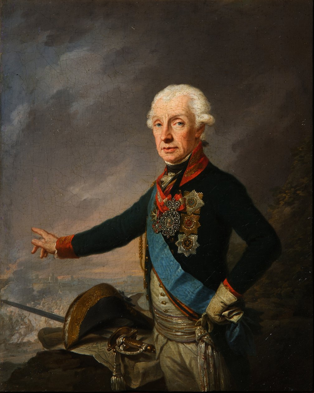 Porträtt av fältmarskalk generalissimo prins Alexander Suvorov 1729–1800, 1799 av Josef Kreuzinger