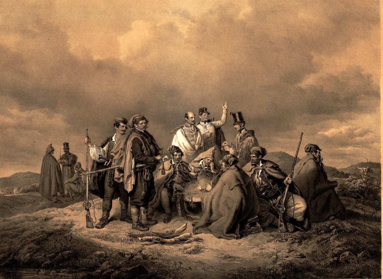 Bivouc Kriehuber Litho av Josef Kriehuber
