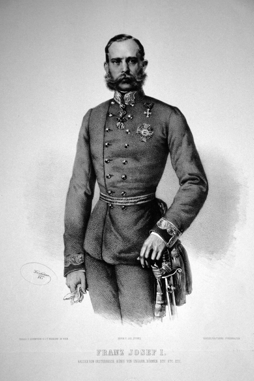 Franz Josef I. 1861 Litografi av Josef Kriehuber