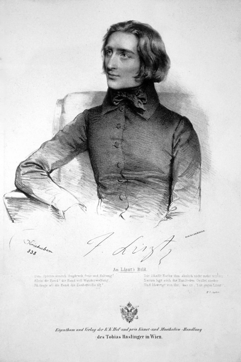 Franz Liszt Litho 1838 av Josef Kriehuber