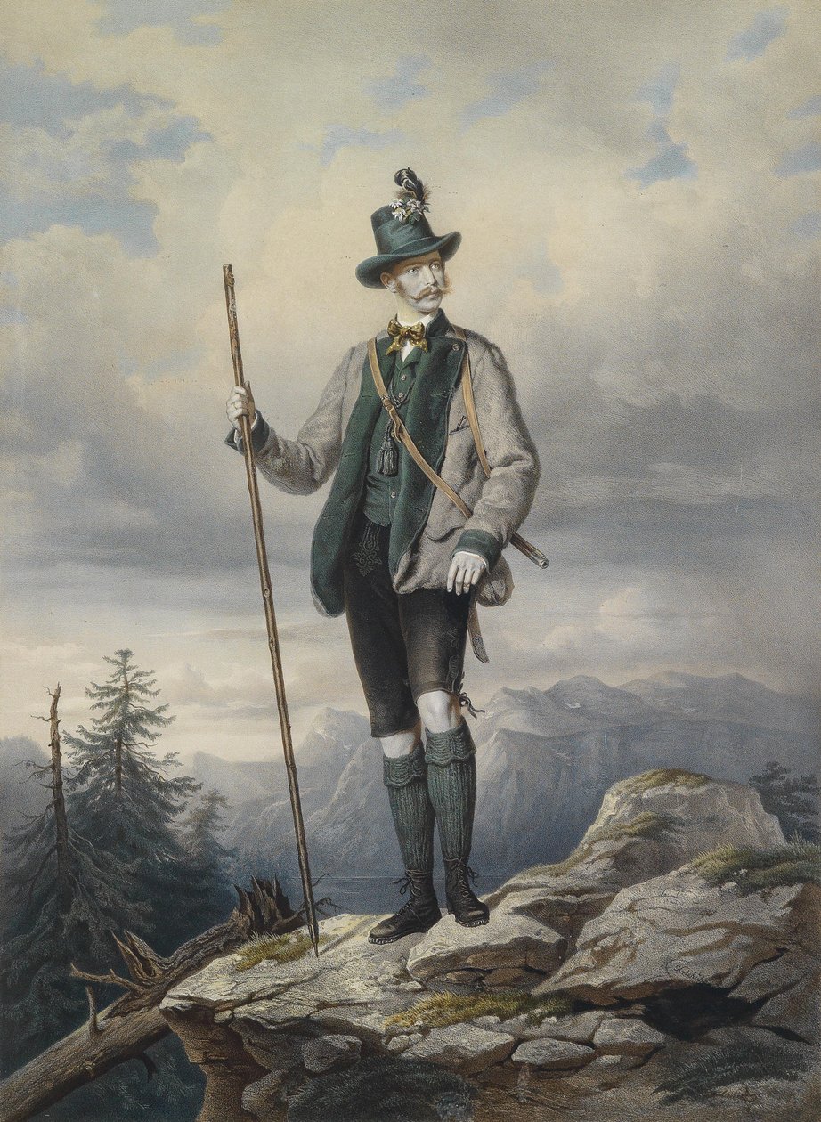 Josef Kriehuber Kejsar Frans Josef I i jaktdräkt från Ischl ca 1855 av Josef Kriehuber