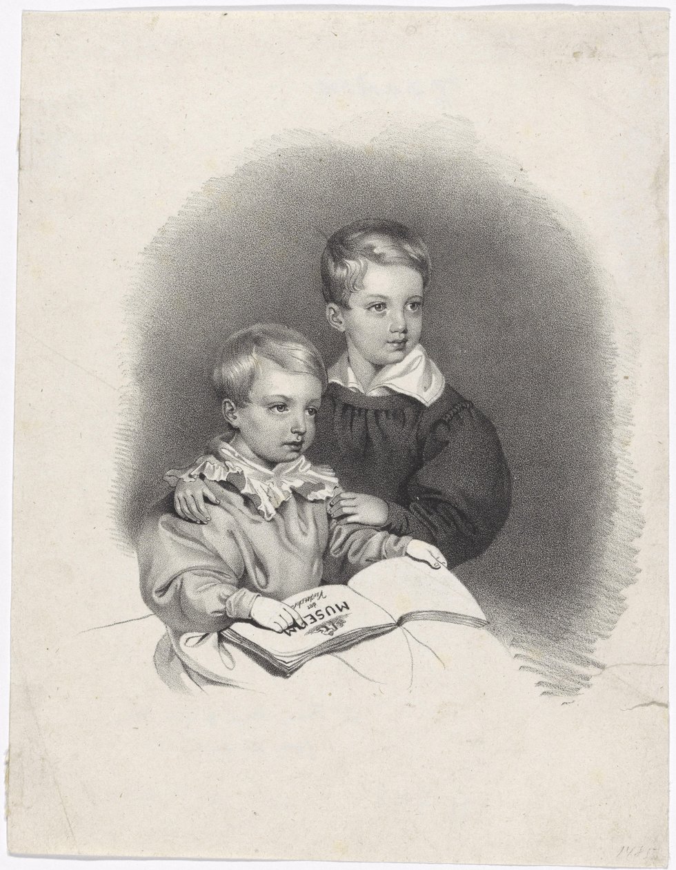 Kronprins Franz Joseph och ärkehertig Ferdinand Maximilian Josef som barn av Josef Kriehuber