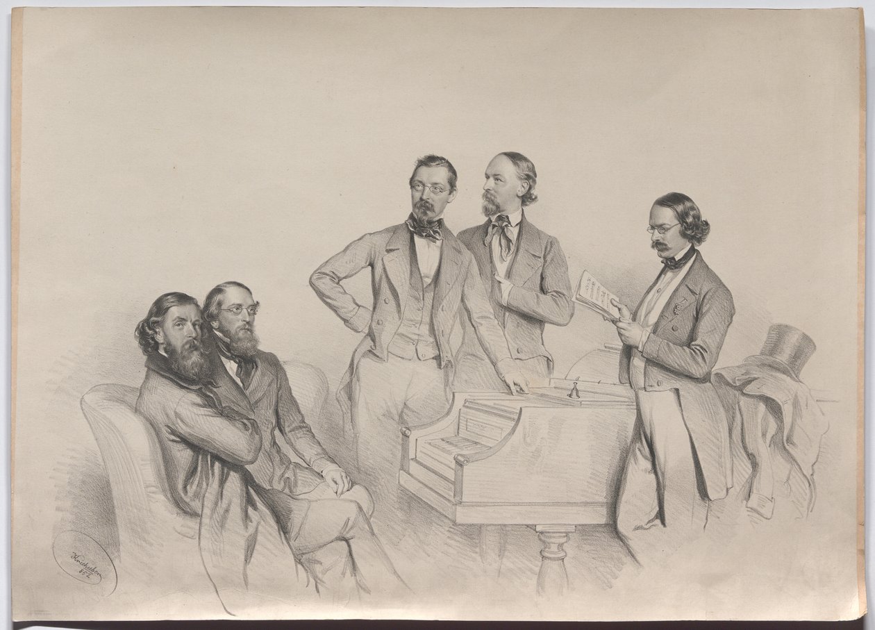 Österrikiska tonsättare; Heinrich Proch, Franz von Suppé, Karl Binder, Anton Emil Titl, Anton Maria Storch av Josef Kriehuber