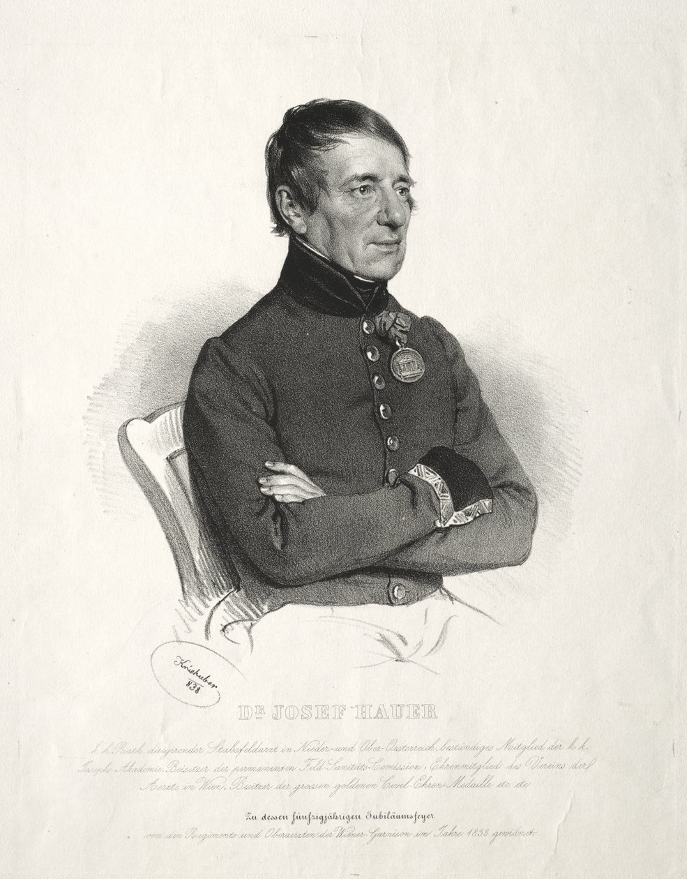 Porträtt av Dr. Jospeh Hauer av Josef Kriehuber
