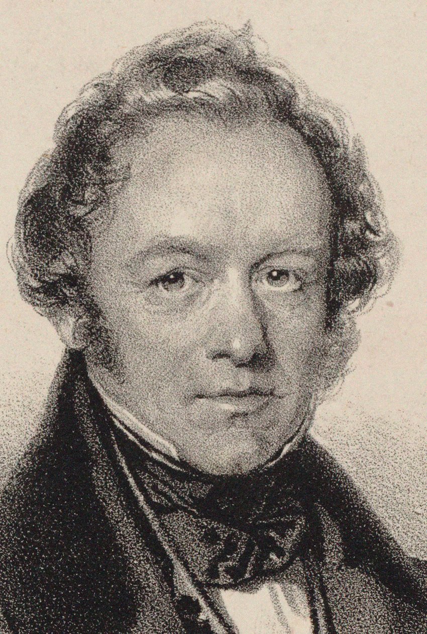 Porträtt av kompositören Peter Joseph von Lindpaintner 1791-1856, ca. 1830. av Josef Kriehuber