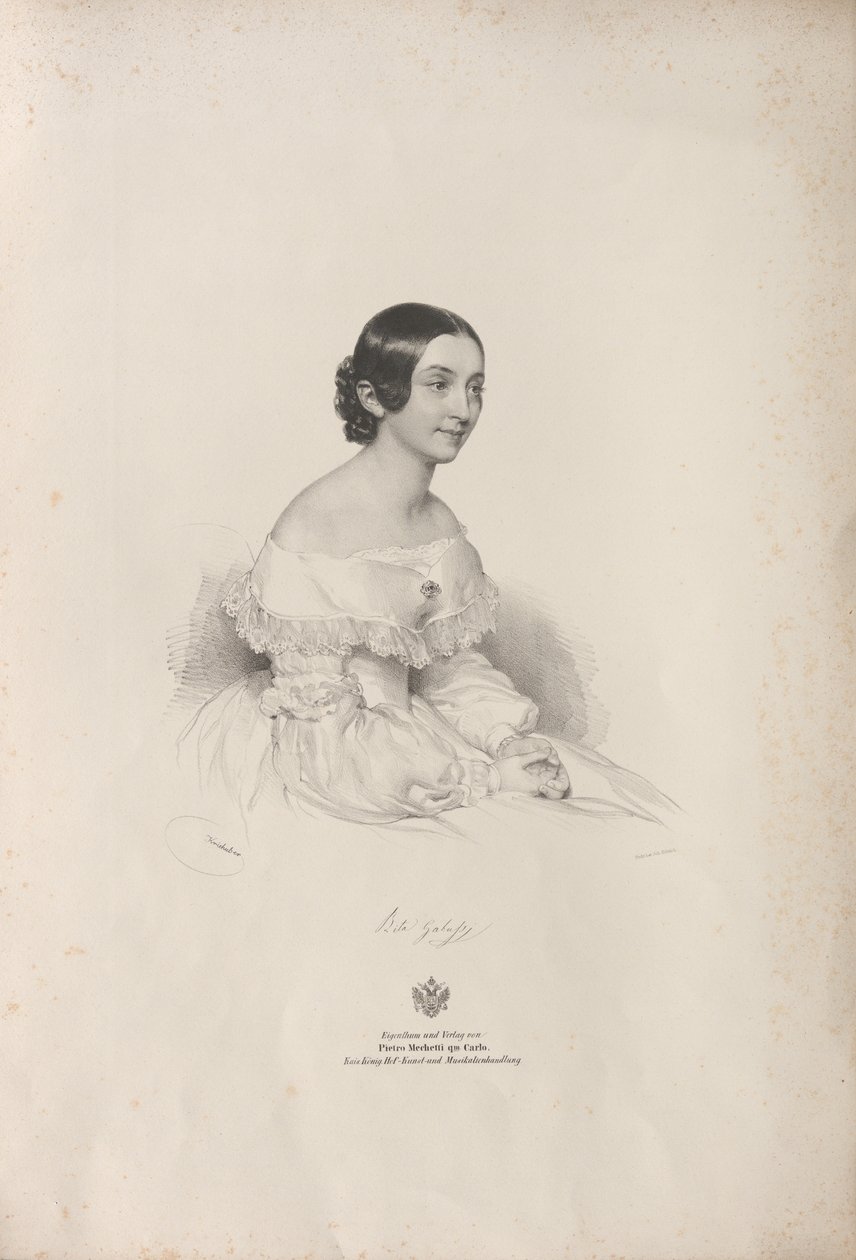 Porträtt av operasångerskan Rita Gabussi 1810-1891, 1840. av Josef Kriehuber