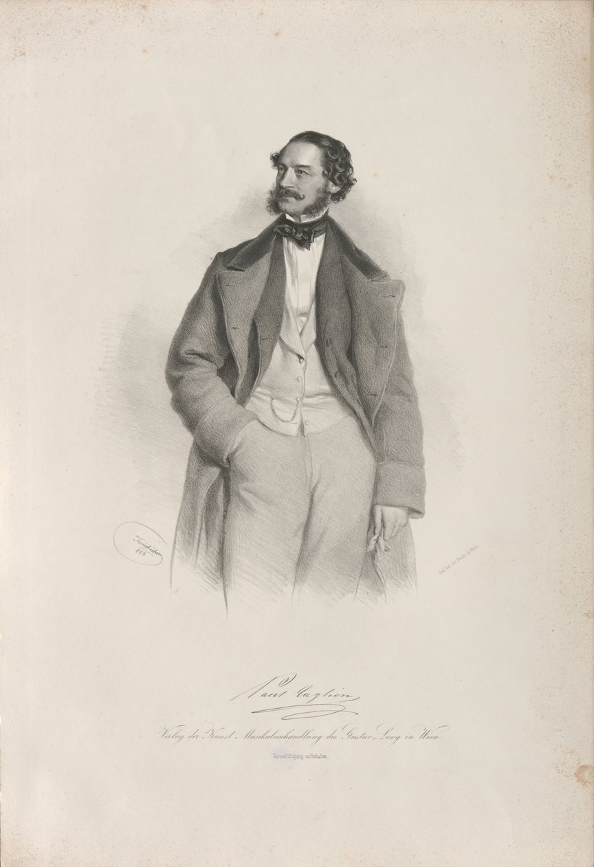 Porträtt av dansaren, koreografen och balettmästaren Paul Taglioni 1808-1884, 1856. av Josef Kriehuber