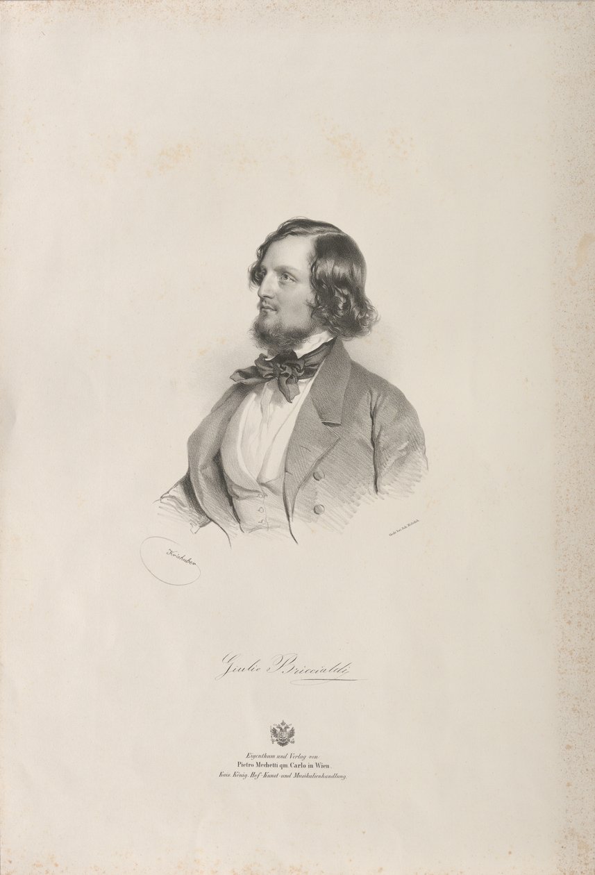 Porträtt av flöjtisten och kompositören Giulio Briccialdi 1818-1881, före 1850. av Josef Kriehuber
