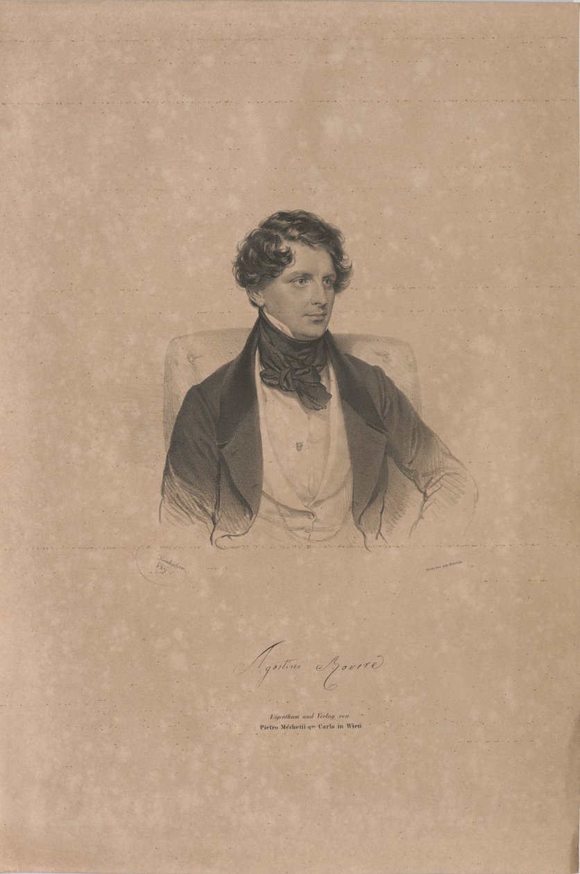 Porträtt av operasångaren Agostino Rovere 1804-1865, 1839. av Josef Kriehuber