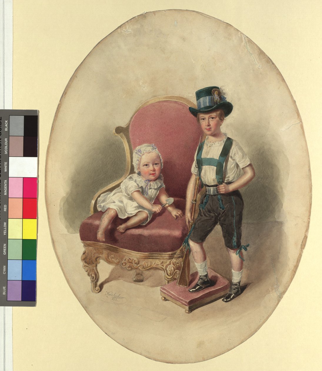 Två barn, troligen från kejsarfamiljen av Josef Kriehuber