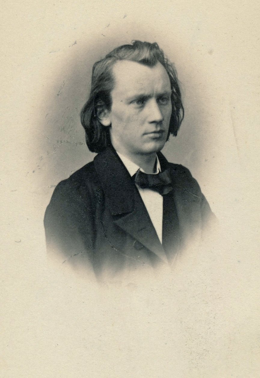 Porträtt av kompositören Johannes Brahms 1833-1897, ca 1863. av Josef Löwy