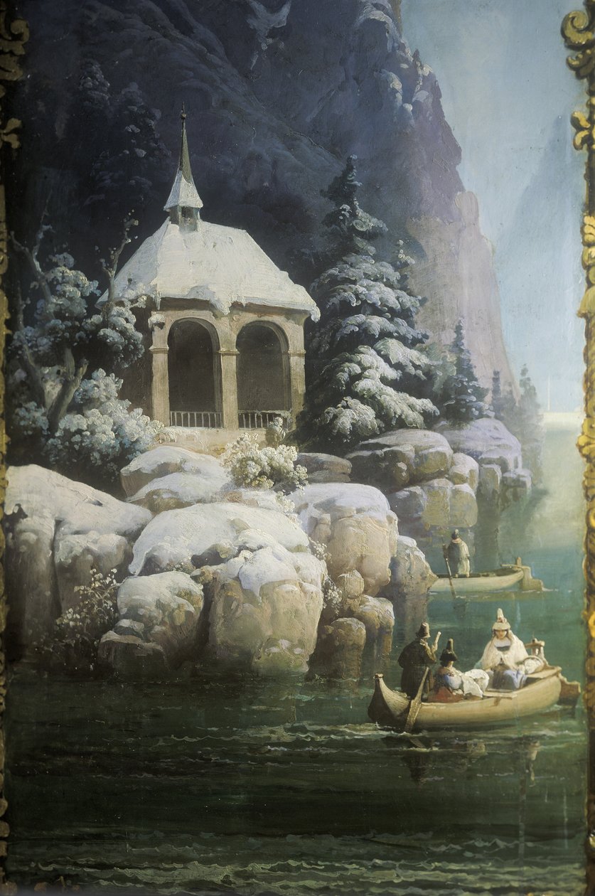 Tells kapell vid Vierwaldstättersee (Luzernsjön), 1850-tal (väggmålning) av Josef Matj Navrátil