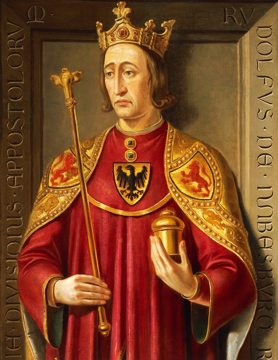 Porträtt av Rudolf von Habsburg (1218-91), målning av Josef Kiss och Friedrich Mayrhofer, detalj av Josef and Mayrhofer Friedrich Kiss