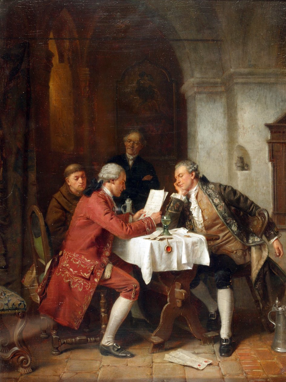 The Antiquaries (olja på panel) av Josef Munsch