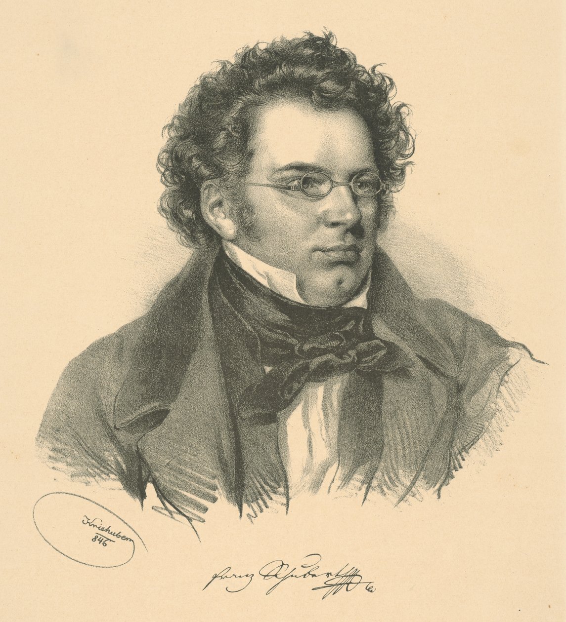 Porträtt av Franz Schubert 1797-1828, 1846. av Josef Nikolaus Kriehuber