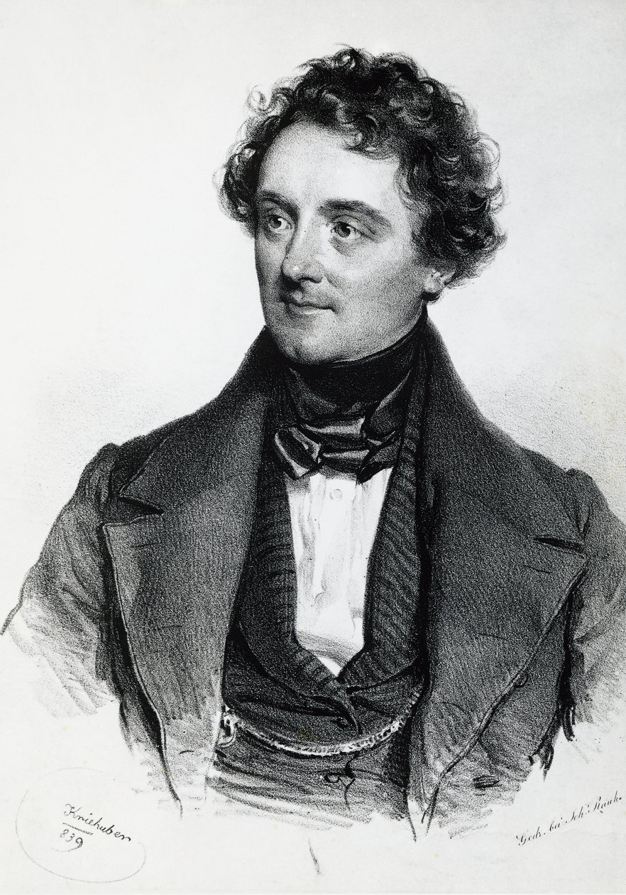 Porträtt av Johann Nepomuk Eduard Ambrosius Nestroy (Wien av Josef Nikolaus Kriehuber