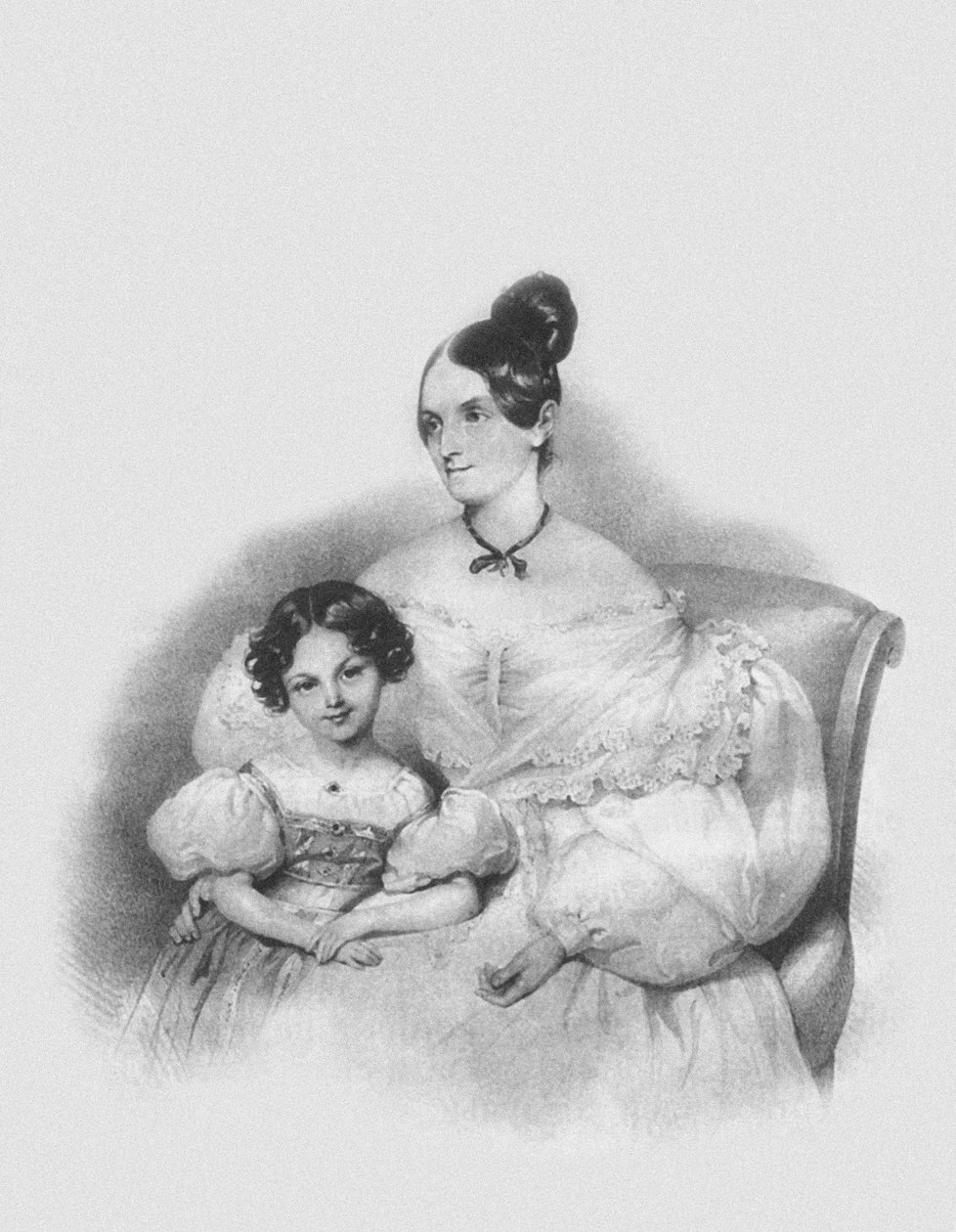 Porträtt av Olga Narychkina Potocki med deras dotter Sophie 1802-1861, 1835 av Josef Nikolaus Kriehuber