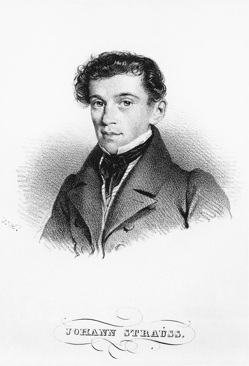 Porträtt av den österrikiske kompositören och dirigenten Johann Strauss (Wien av Josef Nikolaus Kriehuber