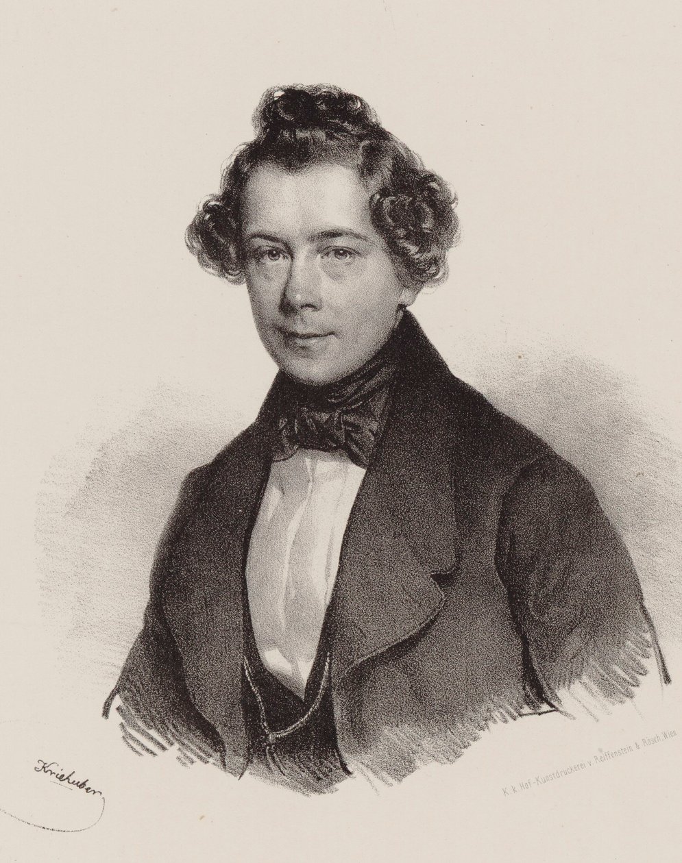Porträtt av kompositören Joseph Lanner 1801-1843, 1830. av Josef Nikolaus Kriehuber