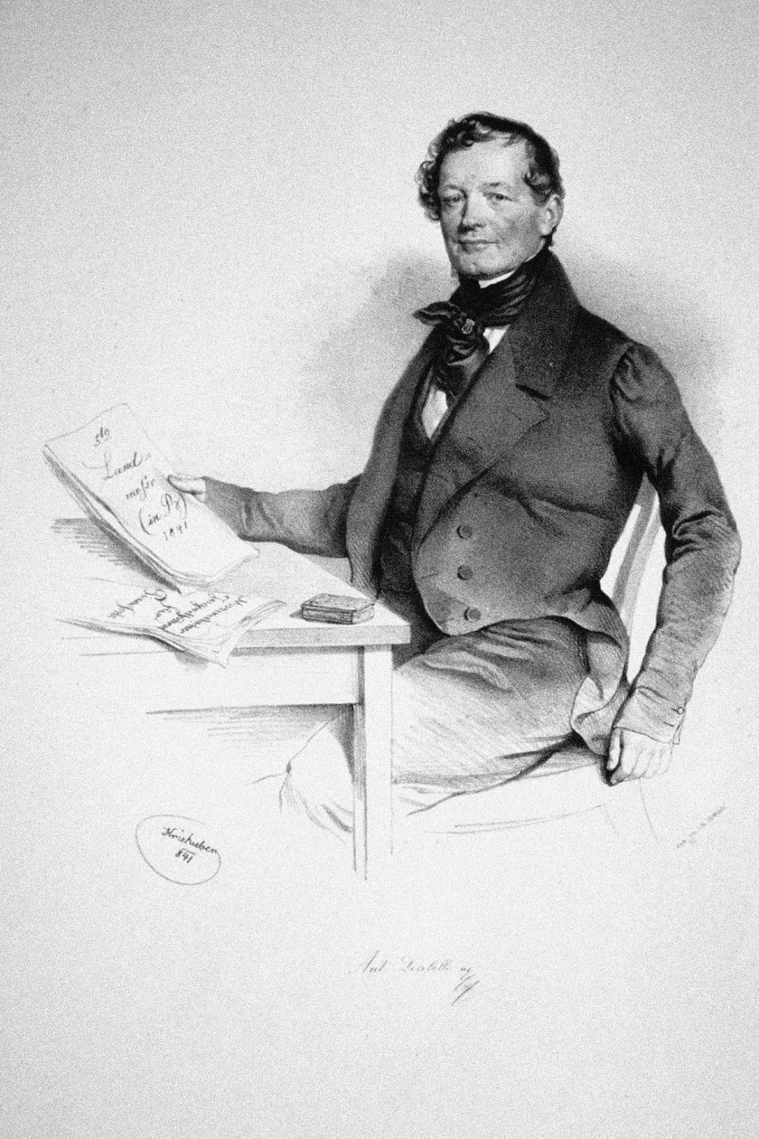 Porträtt av kompositören Anton Diabelli 1781-1858, 1841 av Josef Nikolaus Kriehuber