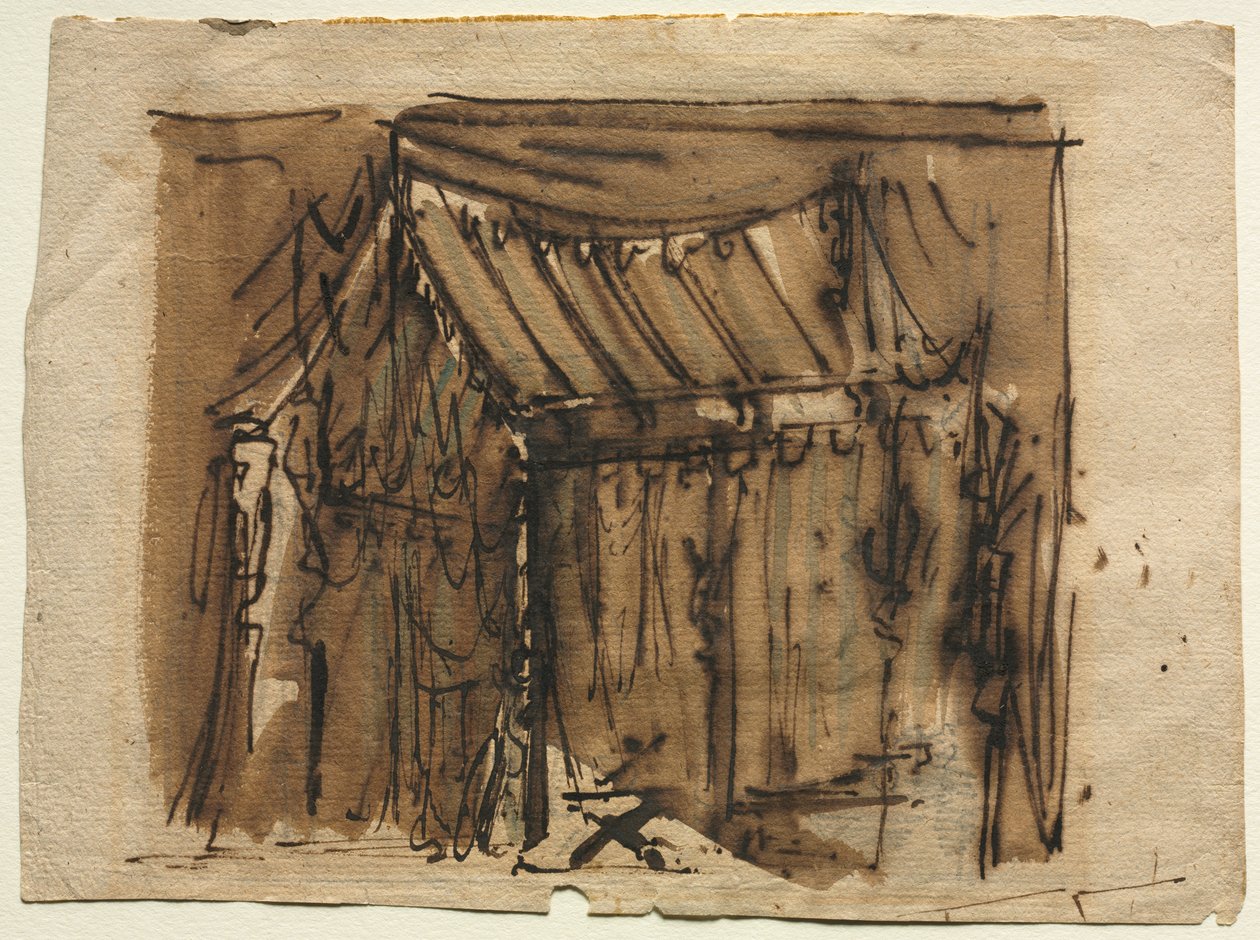 Tält (recto); Två skisser (verso) av Josef Platzer