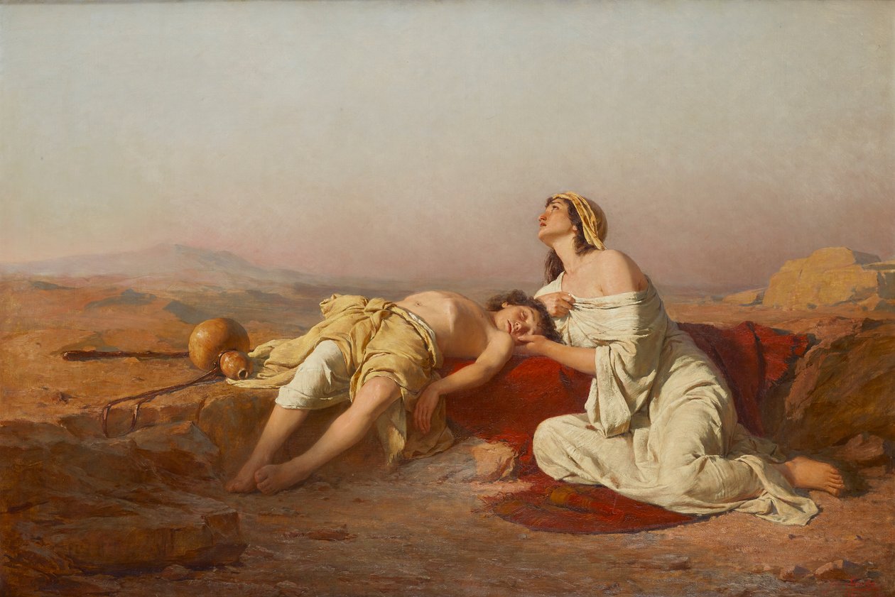 Hagar och Ismael i öknen av Josef Straka