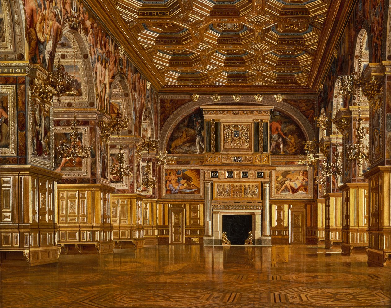 The Ballroom of Fontainebleau (olja på duk) av Josef Theodor Hansen