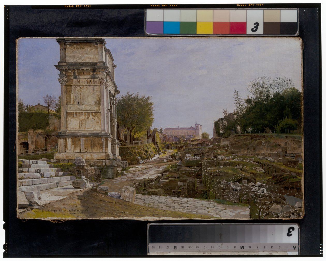 Forum Romanum med Titusbågen och Colosseum av Josef Theodor Hansen