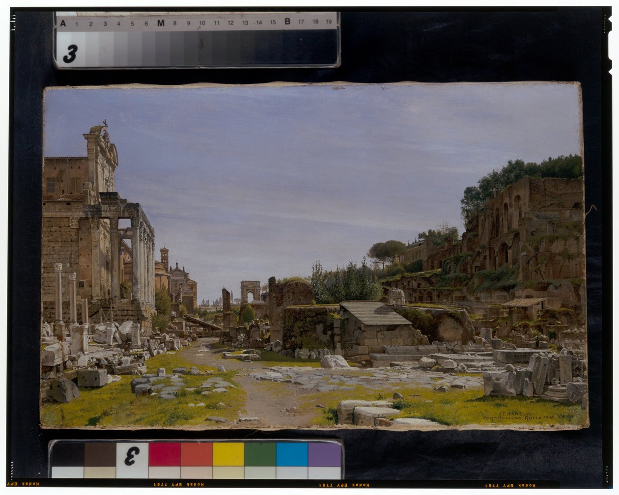 Två vyer av Forum Romanum av Josef Theodor Hansen