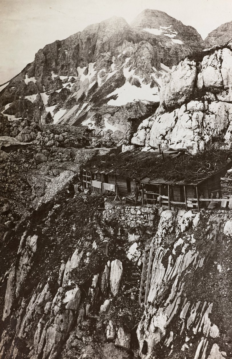 Album "Mitt världskrig - minnen av sydvästra fronten i Kärnten, Italien, Trentino-Alto Adige) 31/03/1915-12/11/1918 - Josef Zohles Wien ": militärlägerberg (s/v) av Josef Zohles