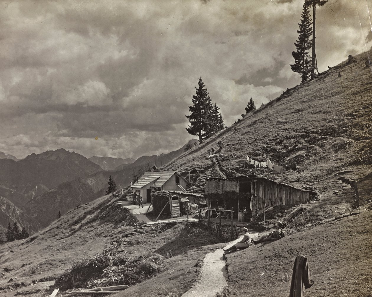 Album "Mitt världskrig - minnen av sydvästra fronten i Kärnten, Italien, Trentino-Alto Adige) 31/03/1915-12/11/1918 - Josef Zohles Wien ": militärbaracker i Alto av Josef Zohles