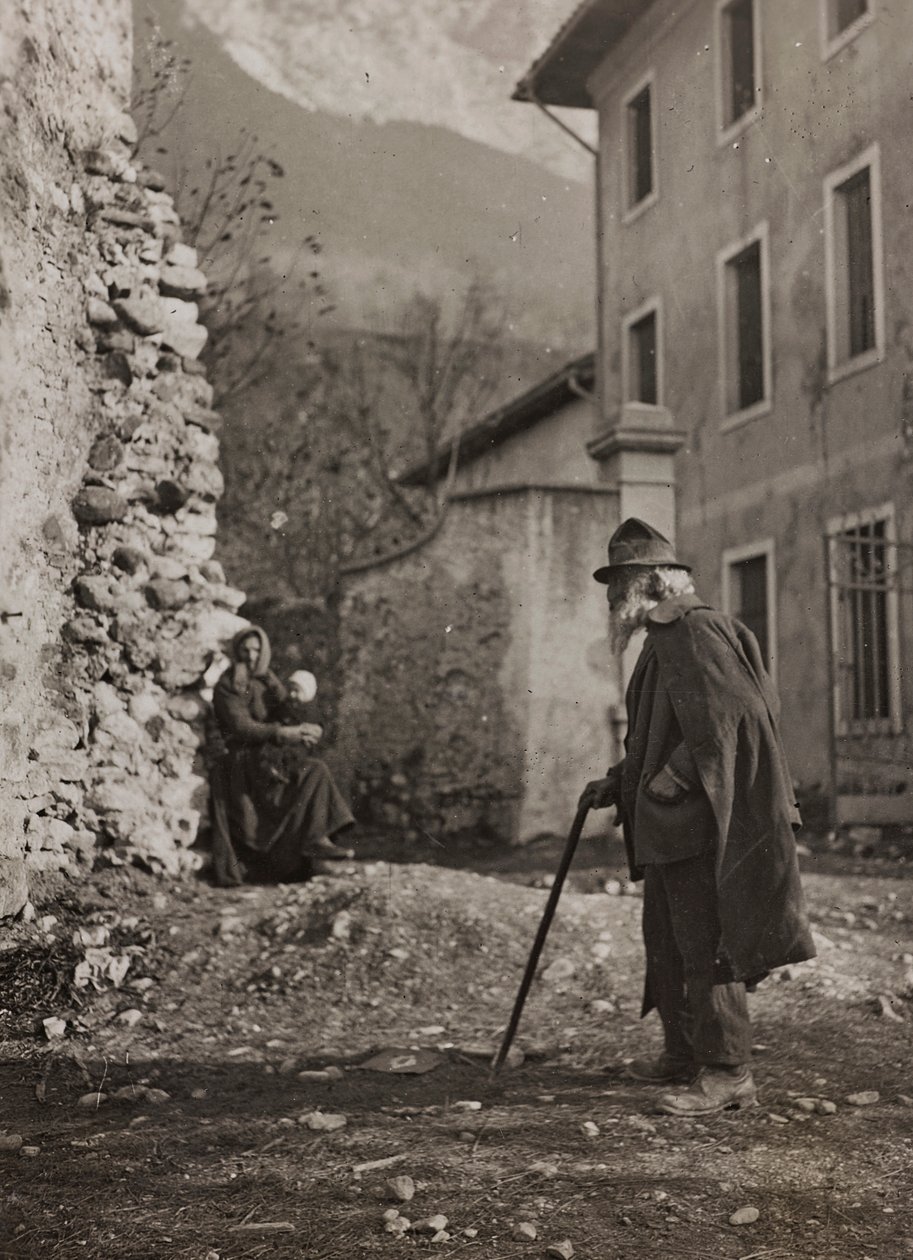 Album "Mitt världskrig - minnen av sydvästra fronten i Kärnten, Italien, Trentino-Alto Adige) 31/03/1915-12/11/1918 - Josef Zohles Wien ": gammal man på en landsväg ( av Josef Zohles