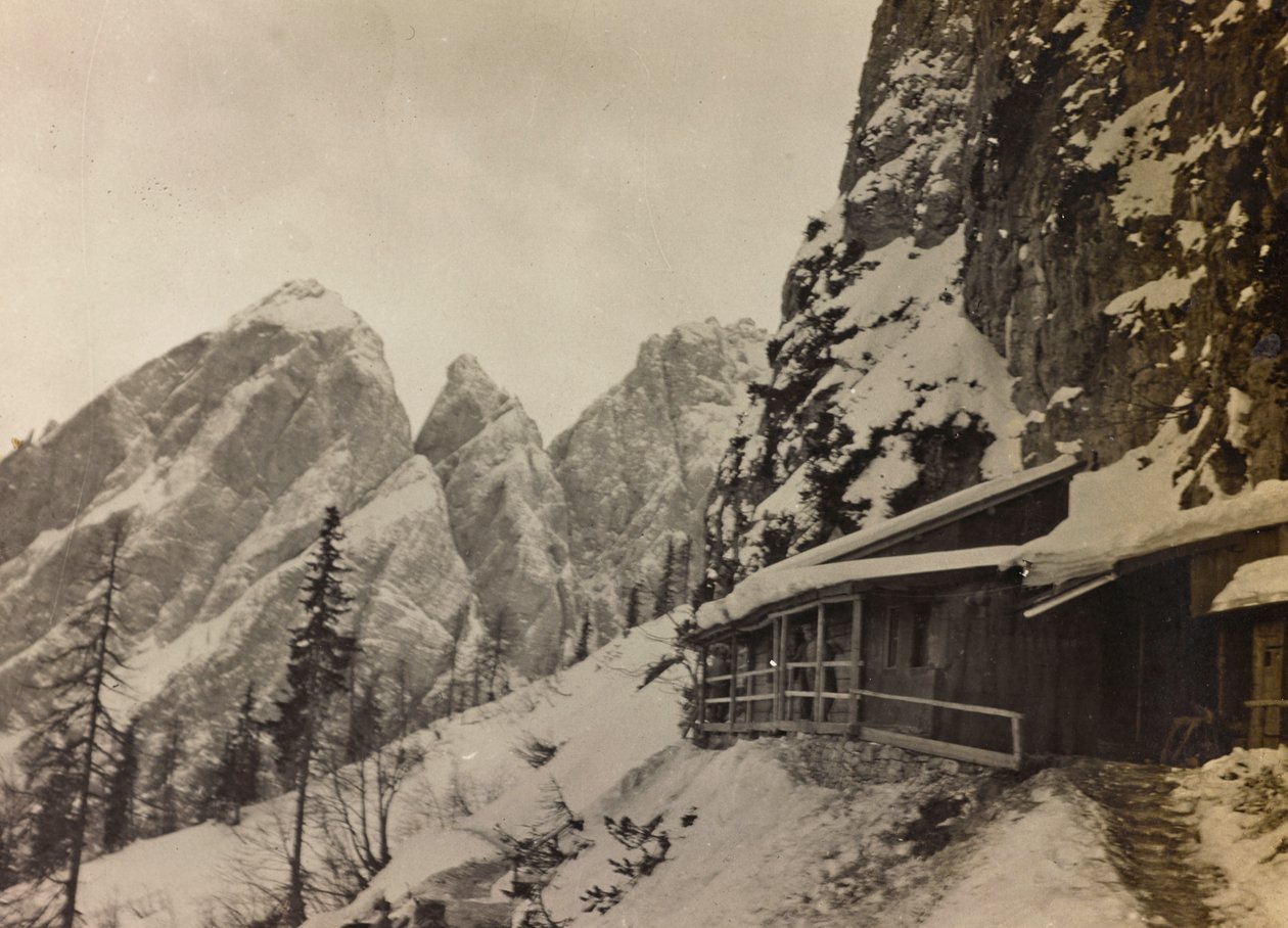 Album "Mitt världskrig - minnen av sydvästra fronten i Kärnten, Italien, Trentino-Alto Adige) 31/03/1915-12/11/1918 - Josef Zohles Wien ": militärbaracker i Alto av Josef Zohles