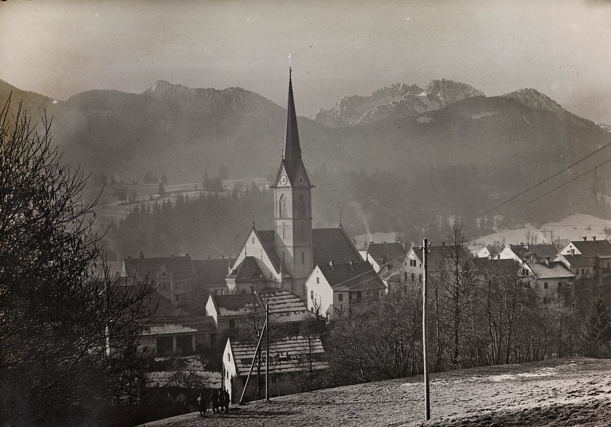 Album "Mitt världskrig - minnen av sydvästra fronten i Kärnten, Italien, Trentino-Alto Adige) 31/03/1915-12/11/ 1918 - Josef Zohles Wien ": utsikt över Hermagor-Pressegger av Josef Zohles