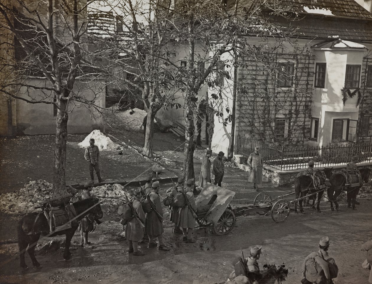 Album "Mitt världskrig - minnen av sydvästra fronten i Kärnten, Italien, Trentino-Alto Adige) 31/03/1915-12/11/ 1918 - Josef Zohles Vienna ": skyttar i Tarvisio (s/v ph) av Josef Zohles