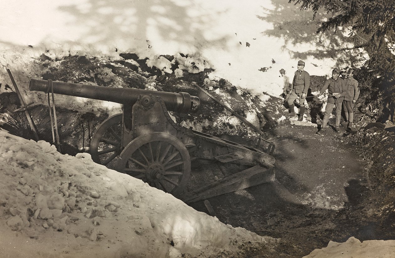 Album "Mitt världskrig - minnen av sydvästra fronten i Kärnten, Italien, Trentino-Alto Adige) 31/03/1915-12/11/1918 - Josef Zohles Vienna ": Soldater med kanon i Prag av Josef Zohles