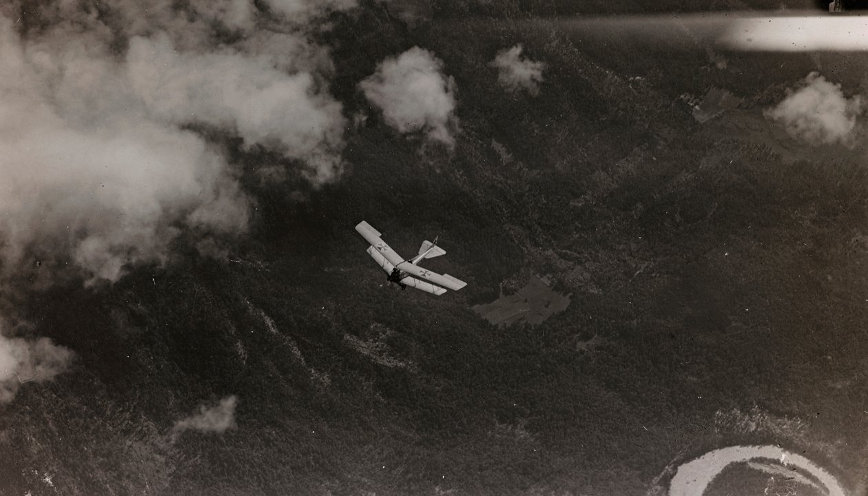 Album "Mitt världskrig - minnen av sydvästra fronten i Kärnten, Italien, Trentino-Alto Adige) 31/03/1915-12/11/ 1918 - Josef Zohles Vienna ": ett österrikiskt plan flyger över av Josef Zohles