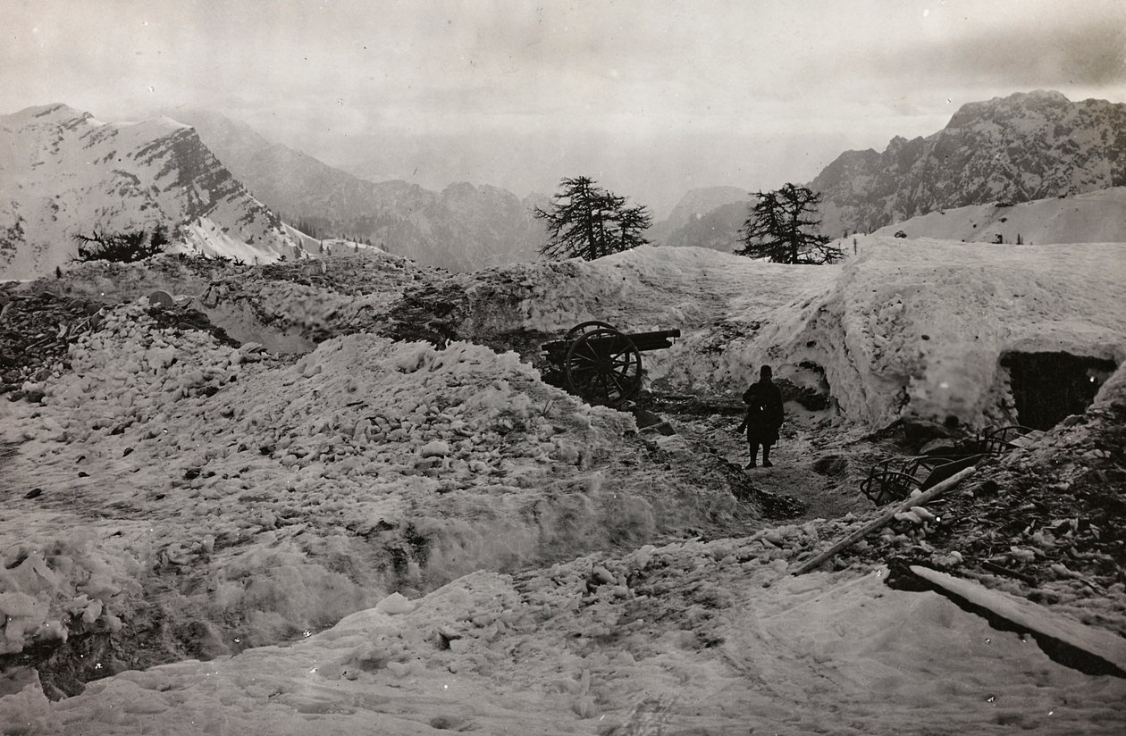 Album "Meine weltkriegs - Erinnerungen South-West Front (Kärnten, Italien, Sydtyrolen) (Mitt världskrig - minnen från sydvästra fronten i Kärnten, Italien, Trentino-Alto Adige) 31/03/1915-12/11/ 1918 - Josef Zohles Wien ": skyttegravar i snön i av Josef Zohles