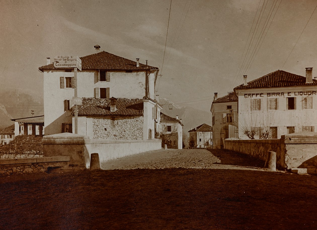 Album "Mitt världskrig - minnen av sydvästra fronten i Kärnten, Italien, Trentino-Alto Adige) 31/03/1915-12/11/1918 - Josef Zohles Vienna ": utsikt över Chiusaforte (s/v ph) av Josef Zohles