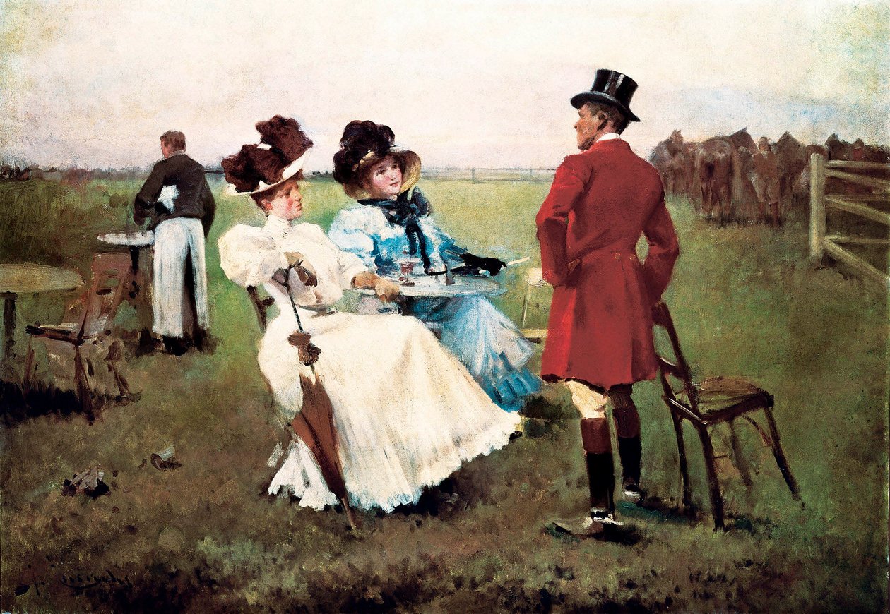"" Dag i kampanjen "" Målning av Josep Cusachs i Cusachs (1851-1908). Barcelona. Klostret i Montserrat. Montserrats museum. av Josep Cusachs y Cusachs
