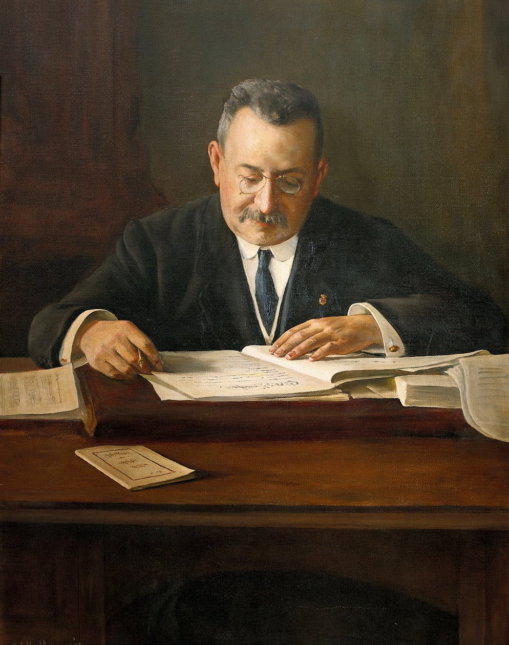 Porträtt av Enric Prat de la Riba (1870-1917), katalansk nationalistisk politiker, 1900-talet (målning) av Josep Maria Marquès i Puig