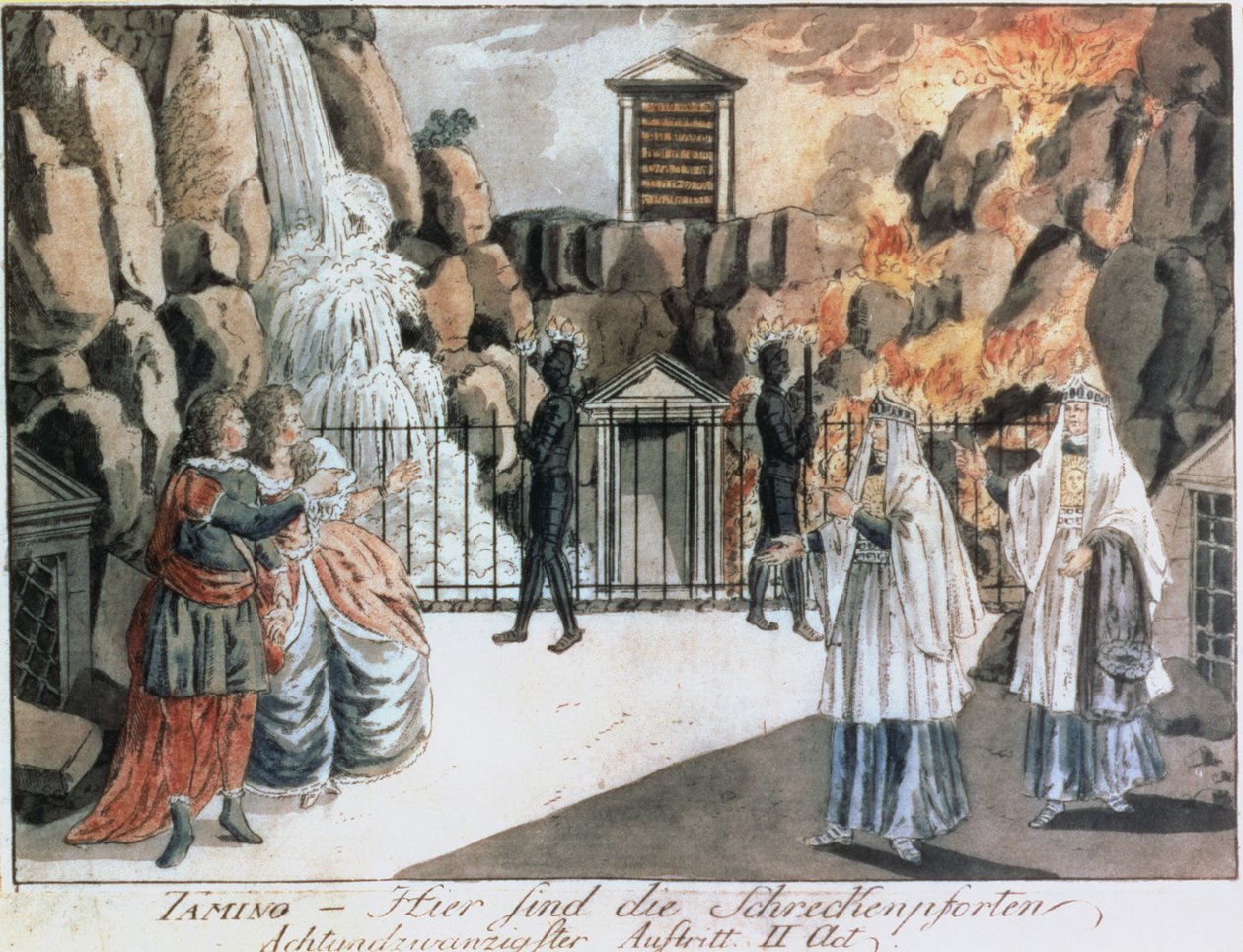 Tamino och Pamina före templet, scen från 
