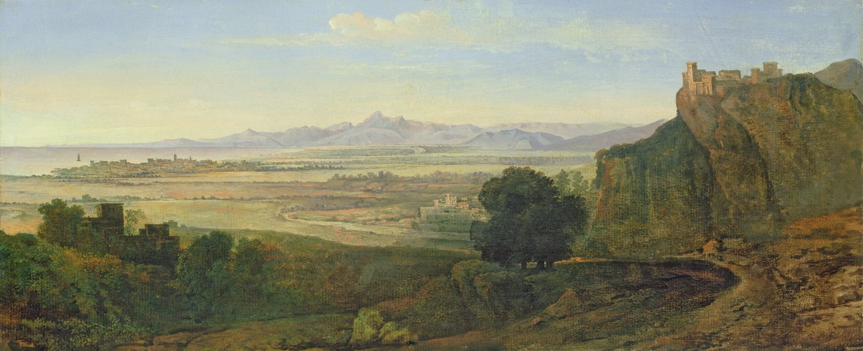 Campagna Landscape (olja på papper på duk) av Joseph Anton Koch